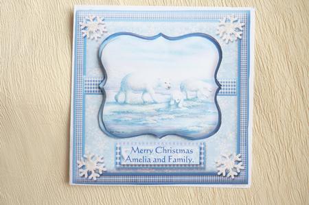 Polar Bear Family Square Christmas Card Front by Rosina Walker