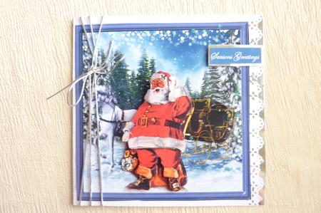 Santa Has No Reindeer Card with Decoupage by Rosina Walker