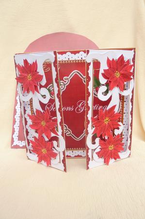 Red Poin Seasons Greetings Fancy Swirl Gatefold Card & E Kit by Rosina Walker
