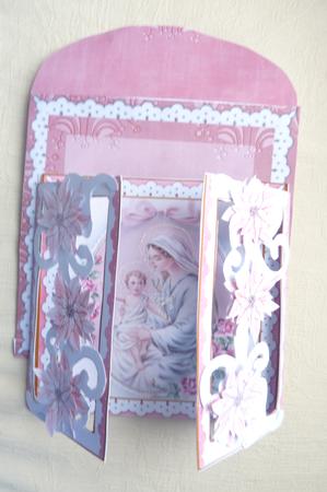 Mother Mary Pink Fancy Swirl Gatefold Card & E Kit by Rosina Walker