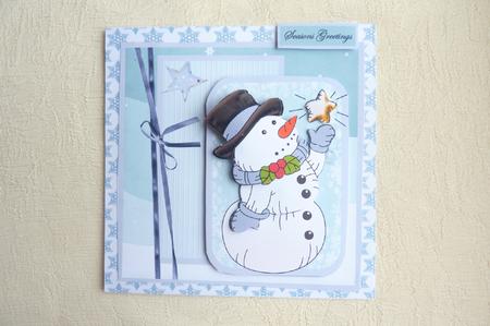 Snowman Reach for the Star Card with a Topper by Rosina Walker