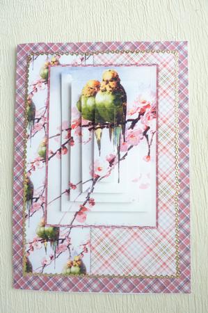 Beautiful Vintage Painted Birds A5 Quick Card by Rosina Walker