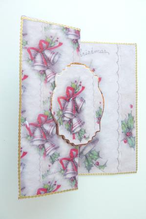 Christmas Bells No Hole Fold Back Card with Toppers by Rosina Walker