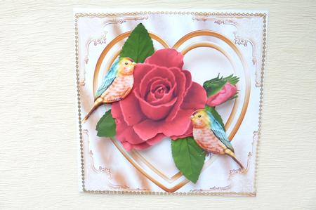 Beautiful Hand Painted Red Roses on Gold Heart 8x8 Mini Kit by Rosina Walker