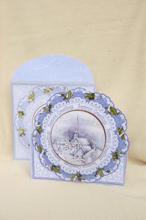Blue Church Seasons Greetings Picture Doily C & E Kit by Rosina Walker