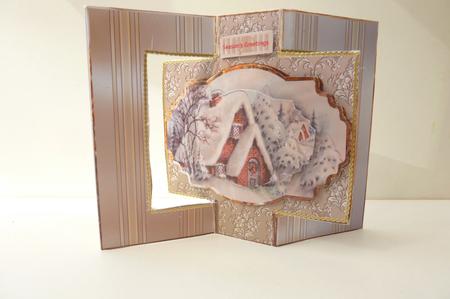 Snow Cottage Swing Card with a Topper and Sentiment Tags by Rosina Walker