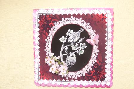 8x8 Black and White Blue Tits with Apple Blossom by Rosina Walker