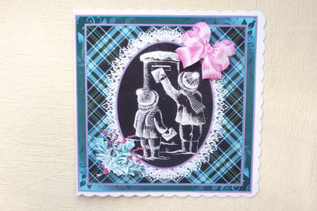 8x8 Posting a Letter with Tartan and Lace Decoupage by Rosina Walker