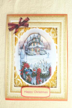 Lovely Christmas Scene in Gold Pyramarge by Rosina Walker
