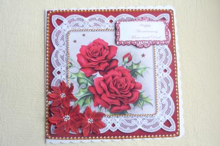 Red Roses Grandad at Christmas 8in Sentiment Topper by Rosina Walker