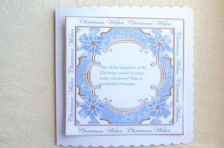 Blue Poinsettia Christmas Wishes Lattice 8in Insert Panel by Rosina Walker