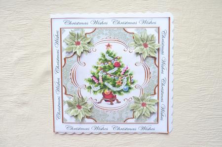 Elegant Tree Christmas Wishes Lattice Corner 8in Topper by Rosina Walker