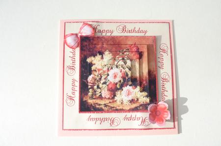 Happy Birthday Vintage Painted Red Roses Decoupage Topper by Rosina Walker