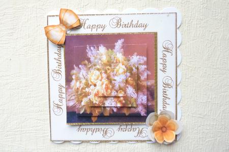 Happy Birthday Vintage Painted Yellow Roses Decoupage Topper by Rosina Walker