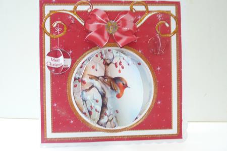 Red Robin 3D Bauble 8in Card Front Mini Kit by Rosina Walker