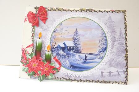 Christmas Winter Scene with Separate Decoupage by Rosina Walker