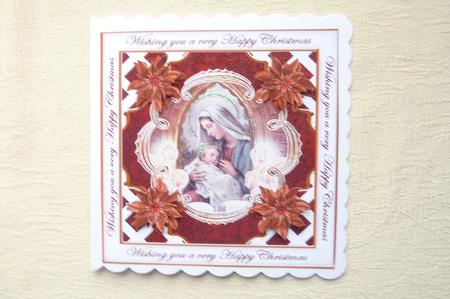 Mother Mary Happy Christmas Lattice Corner 8in Topper by Rosina Walker
