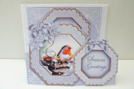 Blue Robin Seasons Greetings Double Octagon Card & E Kit by Rosina Walker