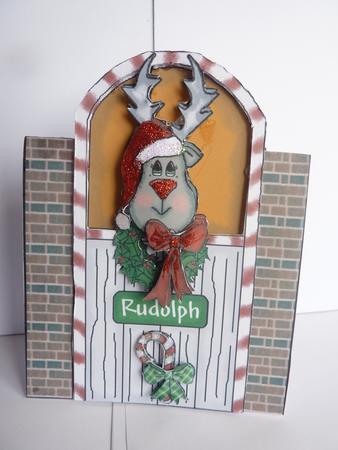 Rudolph Over the Top Card by Rosina Walker