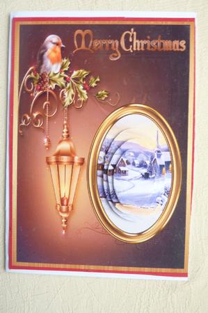 Lovely Christmas Scene with Robin ( Pyramid ) by Rosina Walker