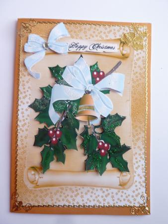 Pretty White Bow with Holly on a Scroll by Rosina Walker