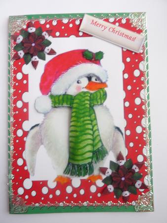 Cute Penguin in Green Scarf by Rosina Walker