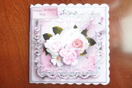 Pink Cluster Decoupage Card Front by Rosina Walker