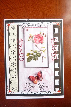 All in One Dl Redoute Rose and Butterfly by Rosina Walker