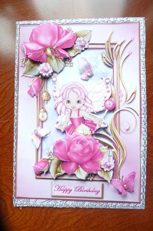 Fairy Roses and Butterflies Card Front by Rosina Walker