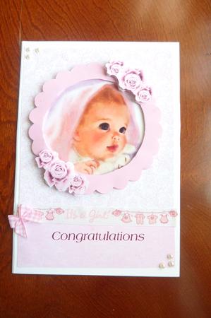 Blue Eyed Baby Girl Vintage Card Front & Decoupage by Rosina Walker