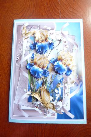 Bearded Iris Card with Decoupage by Rosina Walker