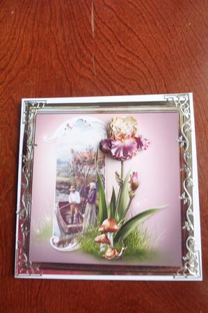 Pink Iris on the River Bank Card with Decoupage by Rosina Walker
