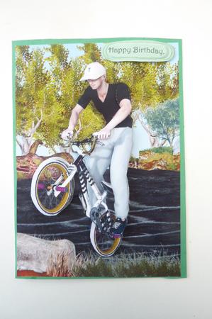 Male Bmx Biking Card Front by Rosina Walker