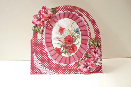 Red Hibiscous Mix Oval Over 3D Mini Card Kit by Rosina Walker