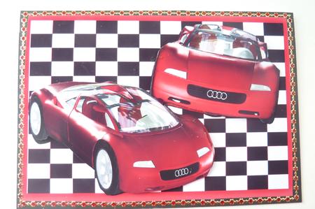 Red Audi Sports Cars in Check Frame by Rosina Walker