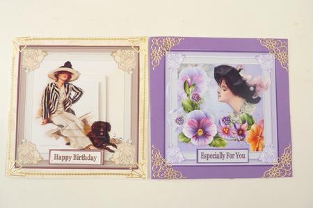 Vintage Ladies 5x5ins Topper x 2 by Rosina Walker