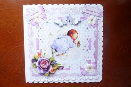 Vintage New Baby in Broderie Frame by Rosina Walker