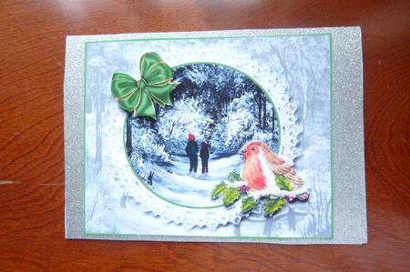 Black and White Christmas with Robin and Bows by Rosina Walker