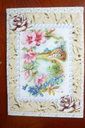 Pretty Country Cottage with Flowers & Pearls A4 by Rosina Walker