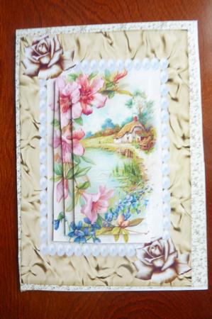 Pretty Country Cottage with Flowers Pyramids by Rosina Walker