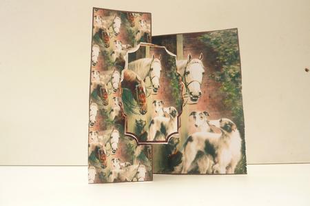 Horse and Dog Friends Fold Back Card with Toppers by Rosina Walker