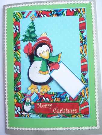 Penguin and Presents Card by Rosina Walker