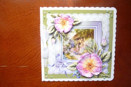 Country Cottage with Lace & Wild Roses by Rosina Walker