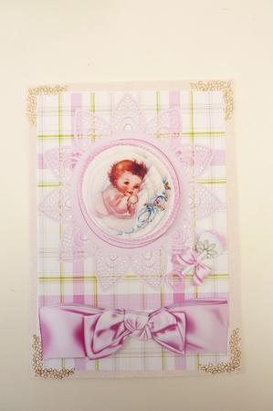 Baby Girl on Lace Flower with Bow Oval Pyramids by Rosina Walker