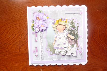 Chloe Walking Her Dog Card with Decoupage by Rosina Walker