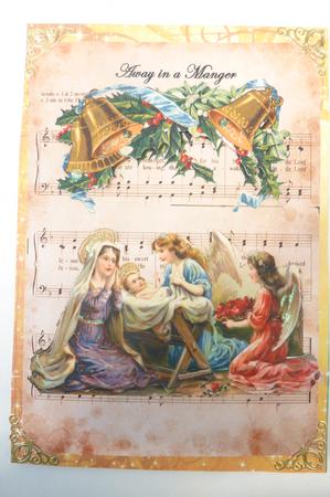Vintage Mary with Angels on Carol Sheet A4 by Rosina Walker