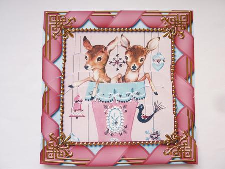 Baby Reindeers Ribbon One Edge Scallop Bottom Stacker by Rosina Walker