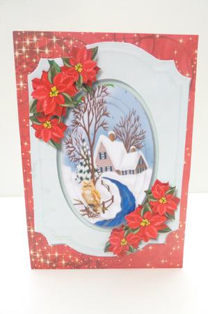 Lovely Christmas Scene and Poinsetias by Rosina Walker