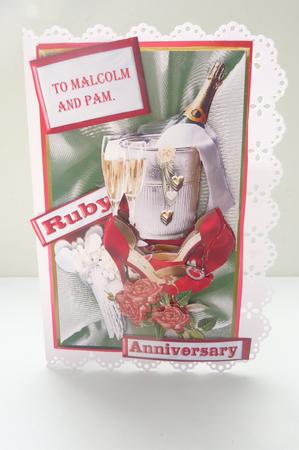 Ruby Wedding Birthday Anniversary Card Kit by Rosina Walker