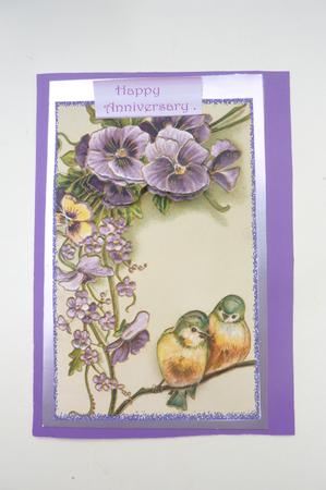 Pretty Birds on a Branch of Pansies Oval Pyramids by Rosina Walker